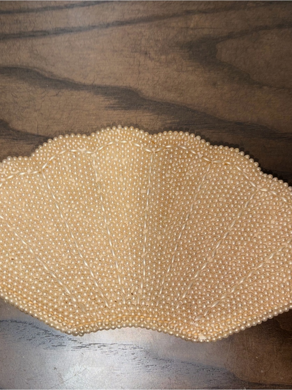 Gimbels Vintage Pearl Beaded Shell Clutch